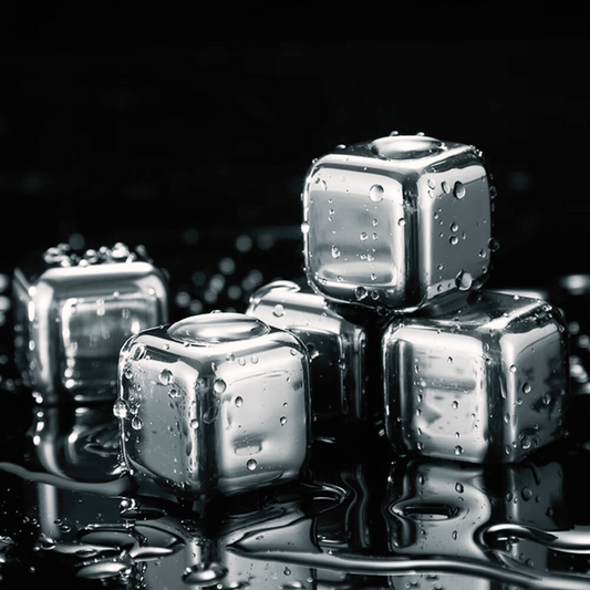 Muni Never-Dilute Stainless Steel Ice Cubes [with Tray & Tong]