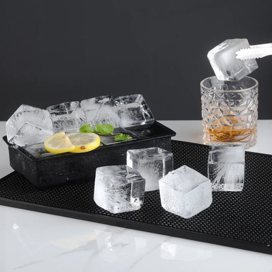 Midnight Black Whisky Ice Cube Mold Tray Grid